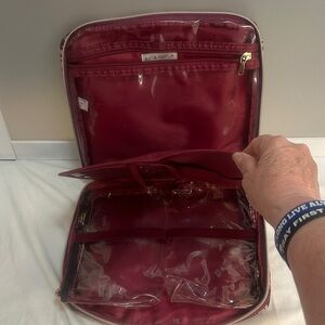 Sonia Kashuk Wine Red Clear-Window Travel Cosmetic Case